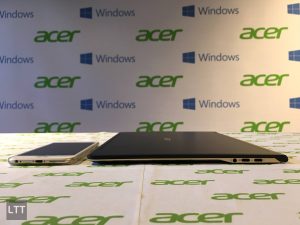 Acer Swift 7 compared to iPhone thickness